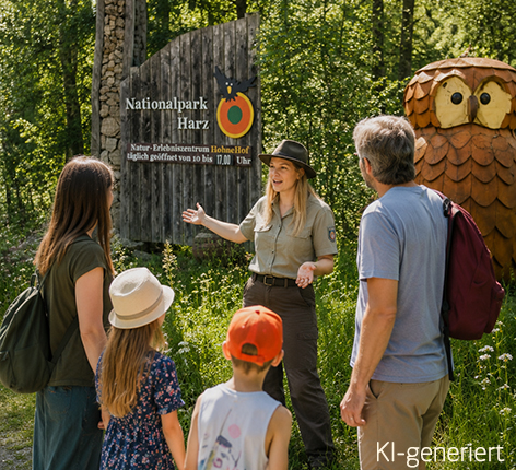 Familie geht in den Wald