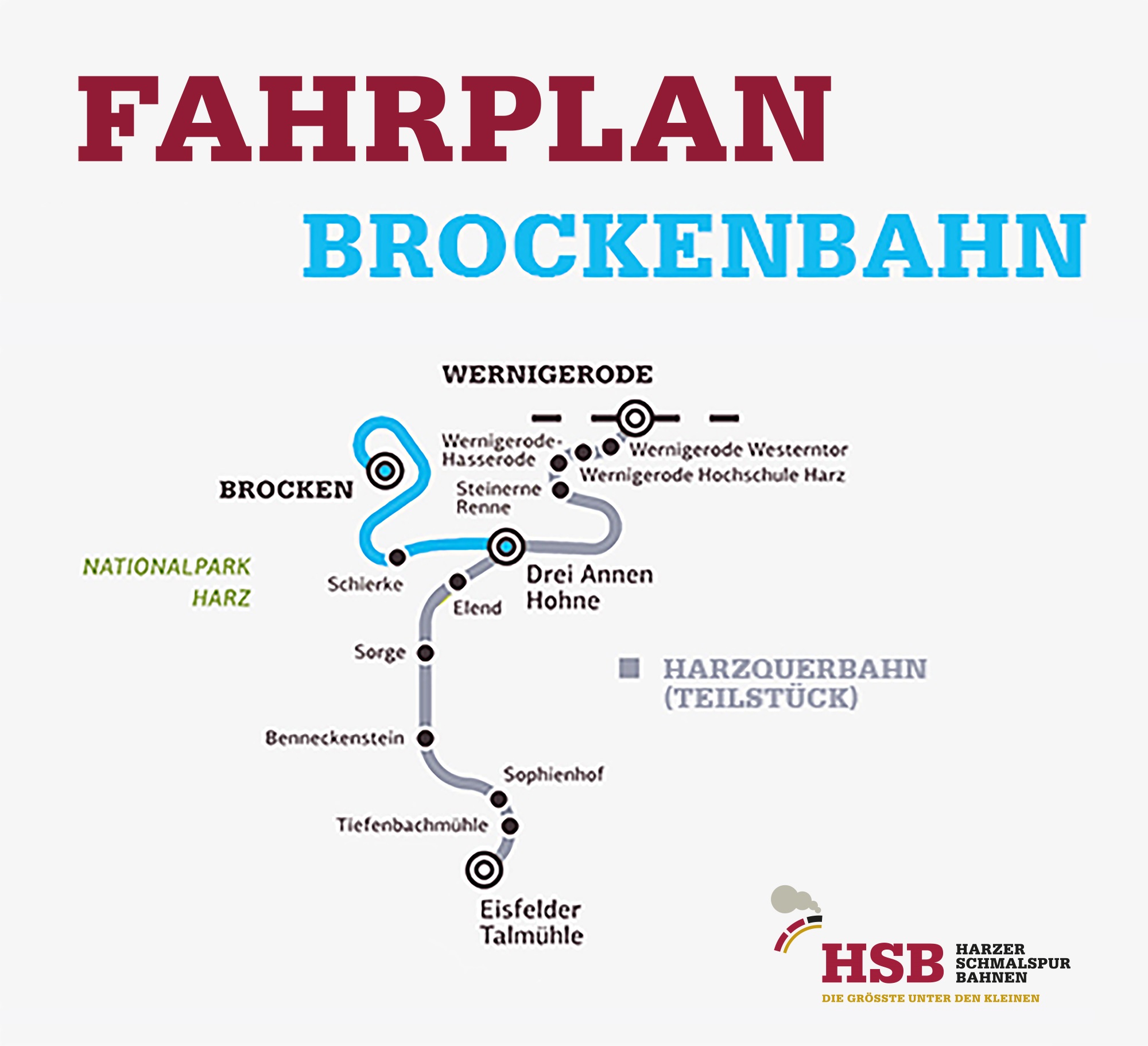 Sommerfahrplan Brockenbahn 26.04. - 29.09.2024