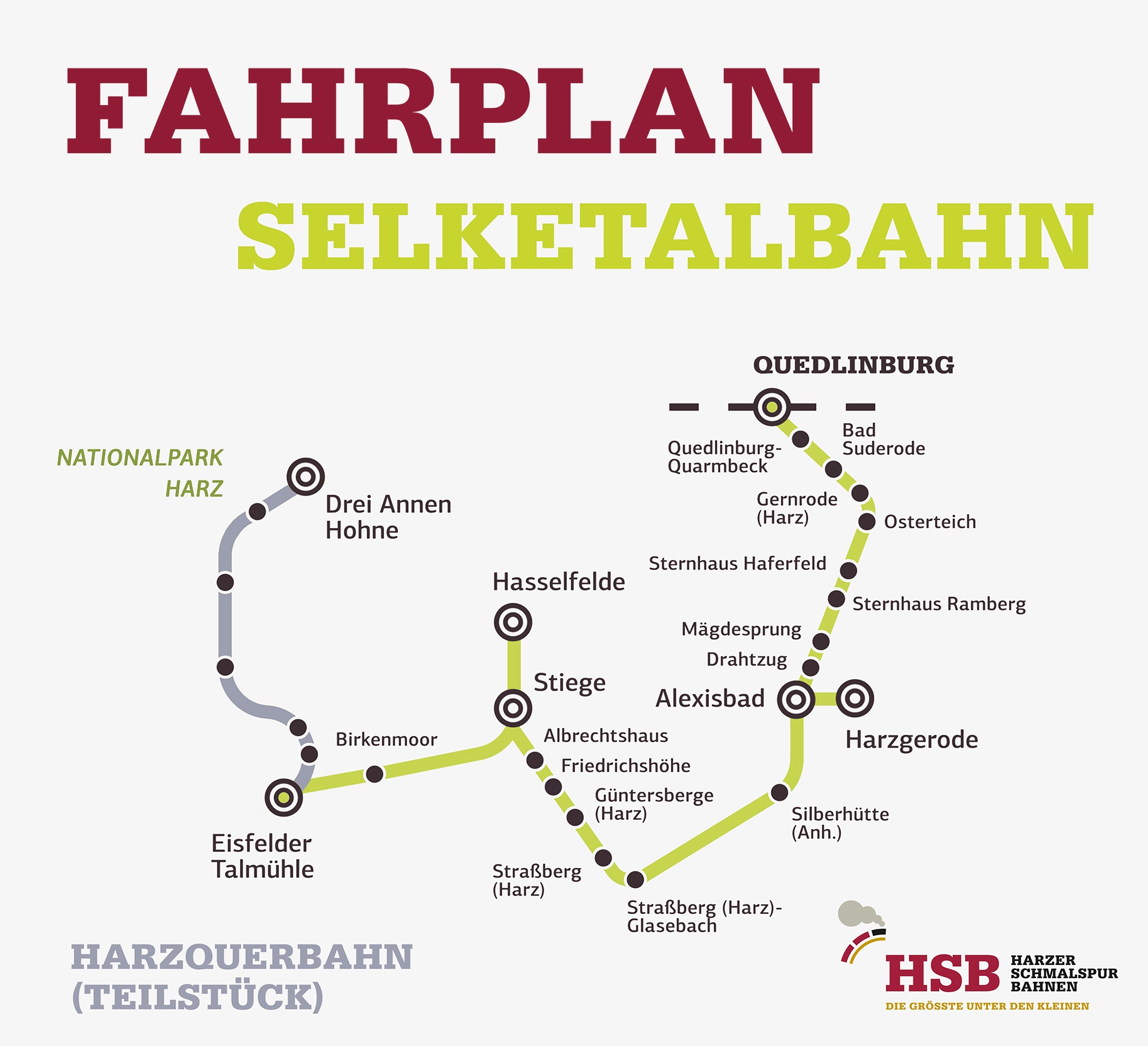 Sommerfahrplan Selketalbahn 01.04. - 31.10.2023