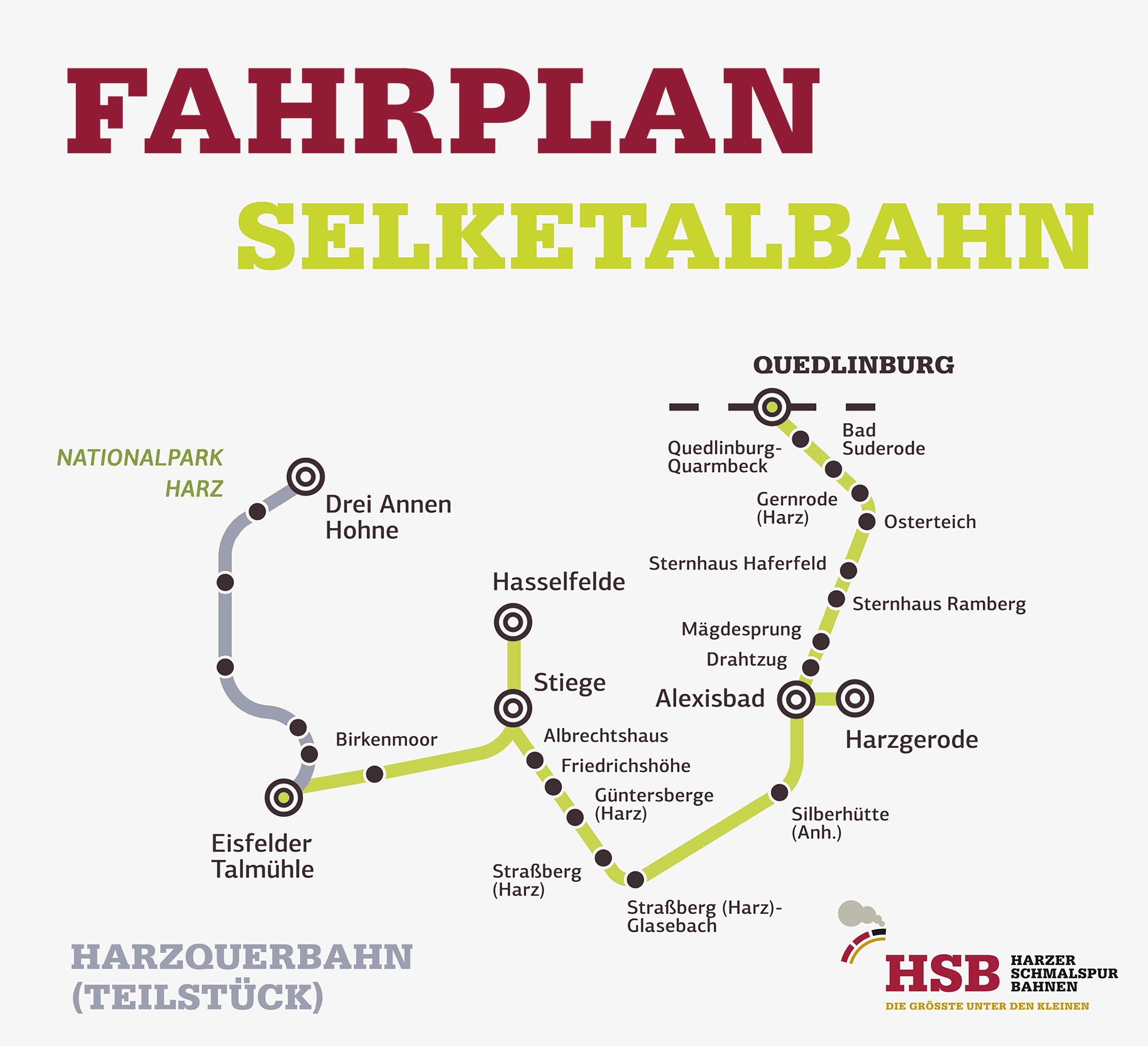 Sommerfahrplan Selketalbahn 26.04. - 28.09.2024