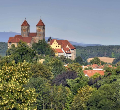 Bäume und Stadt Quendlinburg