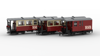 Reisezugwagen-Set aus Noppensteinen 